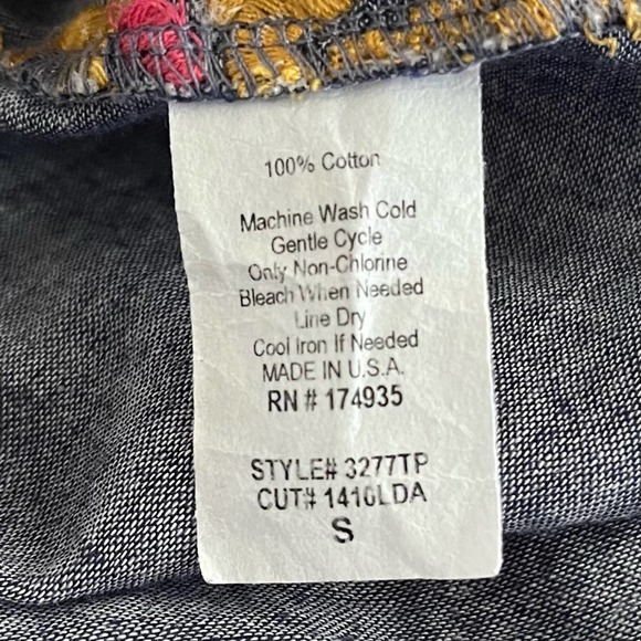 renee c. gray peasant blouse top with pink gold embroidery long sleeve sz small - Picture 12 of 13